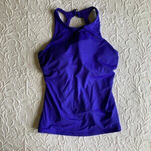 New Athleta bikini tankini top, bright cobalt royal blue, small 34 D/DD